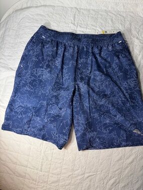Tommy Bahama Navy Tropical Print Swim Trunks